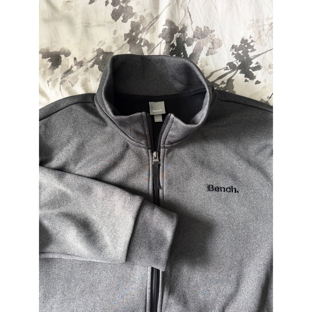 Bench Mens Full Zip Fleece Lined Warm Track Jacket Charcoal Grey XXL Thumbholes